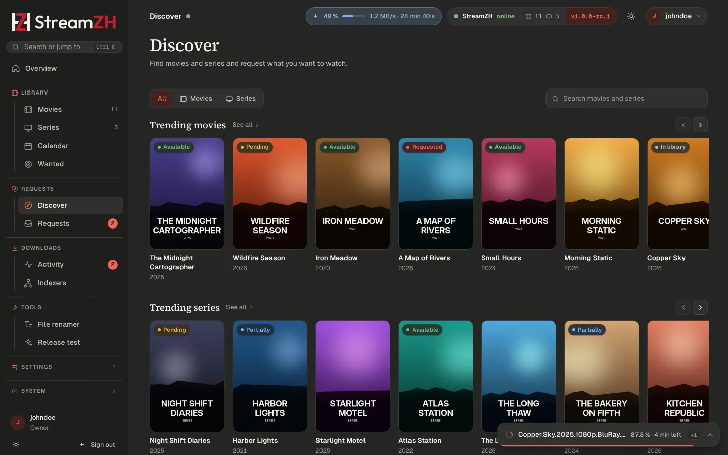 Discover with the library and request state on every poster