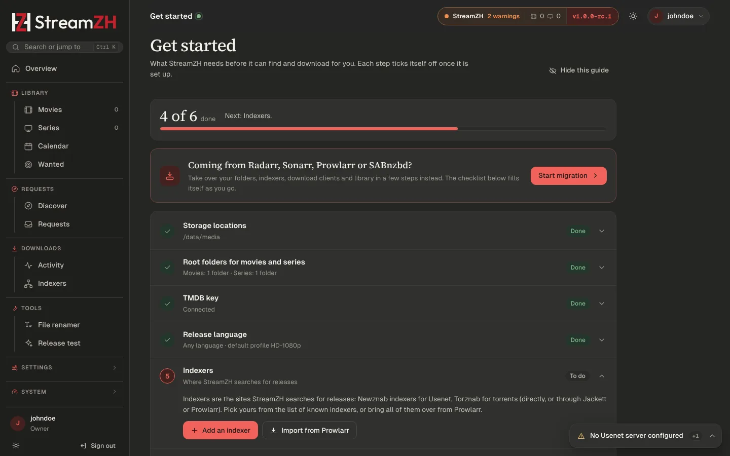 The Get started page